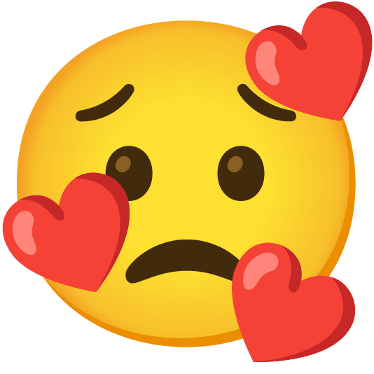smiling face with 3 hearts worried