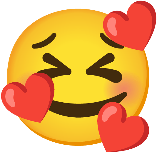 smiling face with 3 hearts persevere