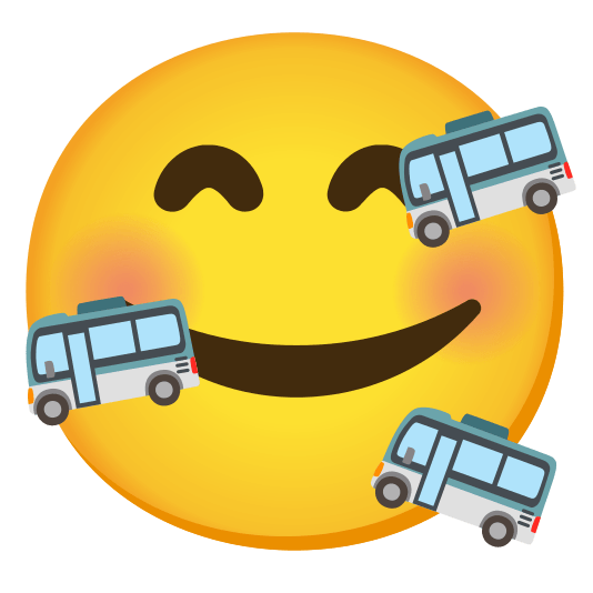 smiling face with 3 hearts bus