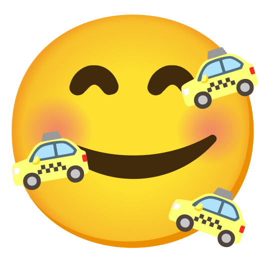 smiling face with 3 hearts taxi
