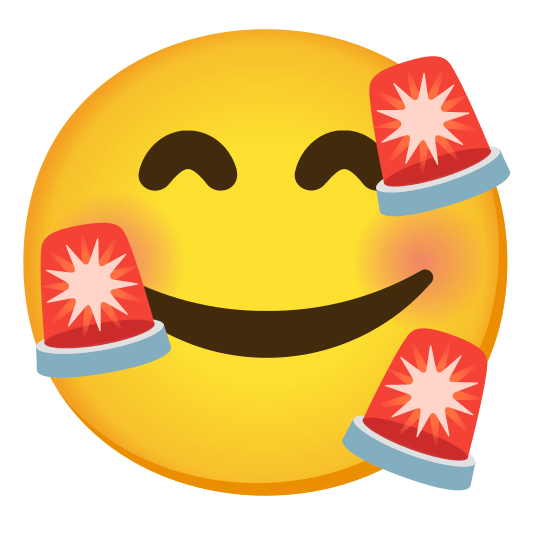 smiling face with 3 hearts rotating light