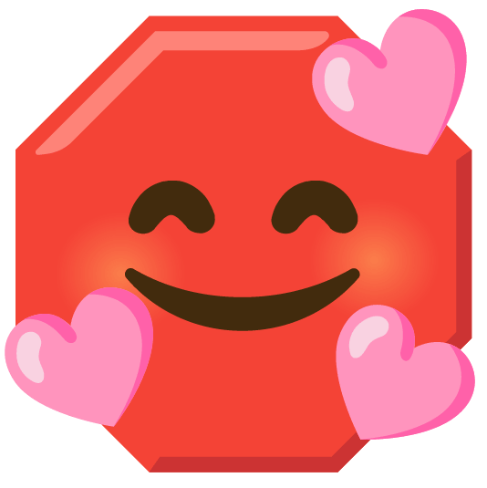 smiling face with 3 hearts octagonal sign