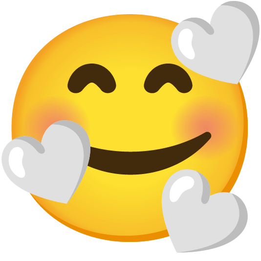 smiling face with 3 hearts white heart