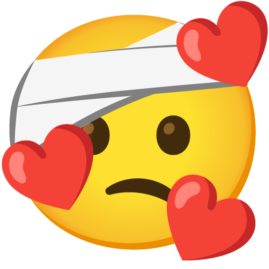 smiling face with 3 hearts face with head bandage