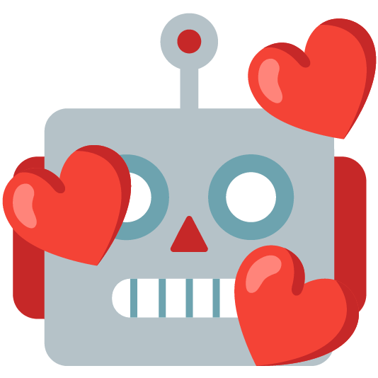 smiling face with 3 hearts robot face