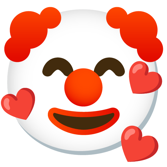 smiling face with 3 hearts clown face
