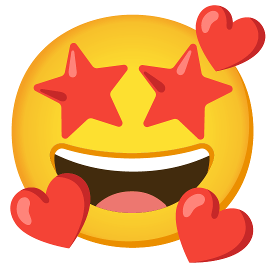 smiling face with 3 hearts star struck