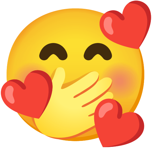 smiling face with 3 hearts face with hand over mouth