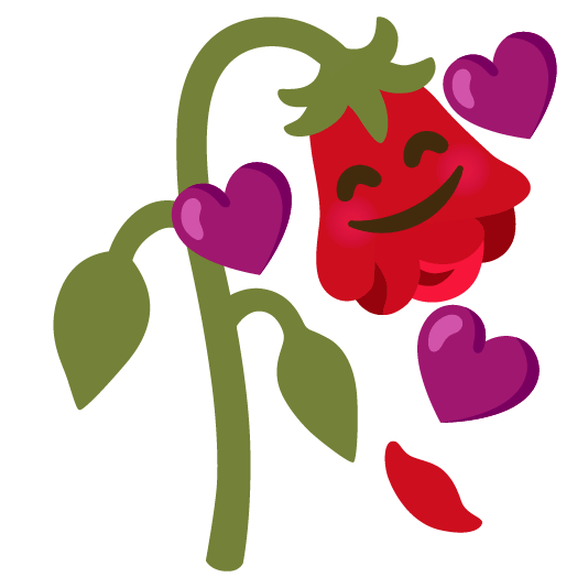 smiling face with 3 hearts wilted flower