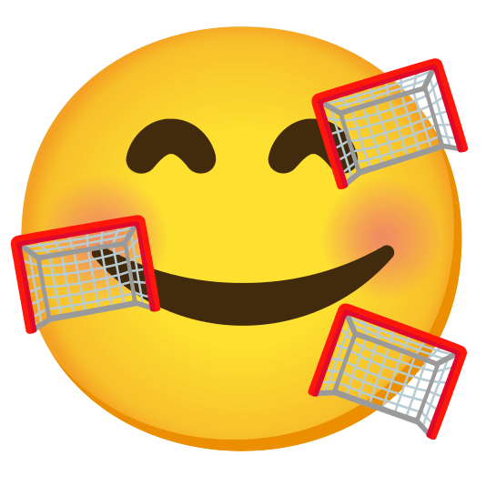 smiling face with 3 hearts goal net