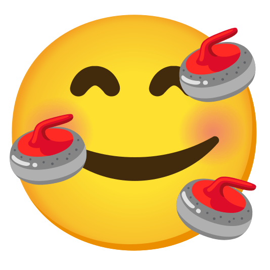 smiling face with 3 hearts curling stone