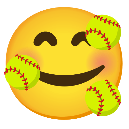 smiling face with 3 hearts softball