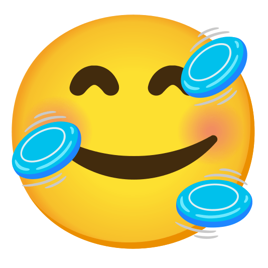 smiling face with 3 hearts flying disc