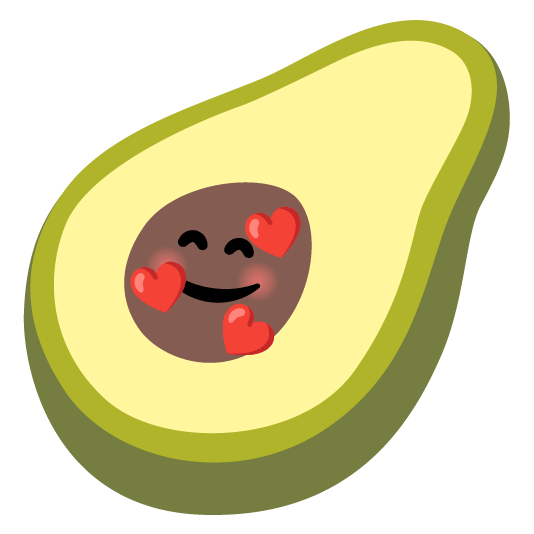 smiling face with 3 hearts avocado