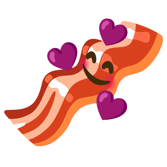 smiling face with 3 hearts bacon