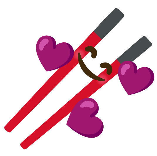 smiling face with 3 hearts chopsticks