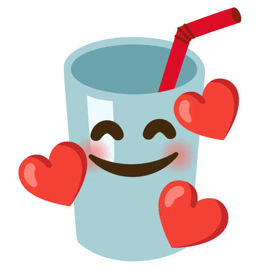 smiling face with 3 hearts cup with straw