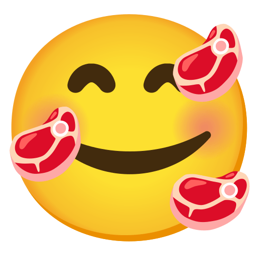 smiling face with 3 hearts cut of meat