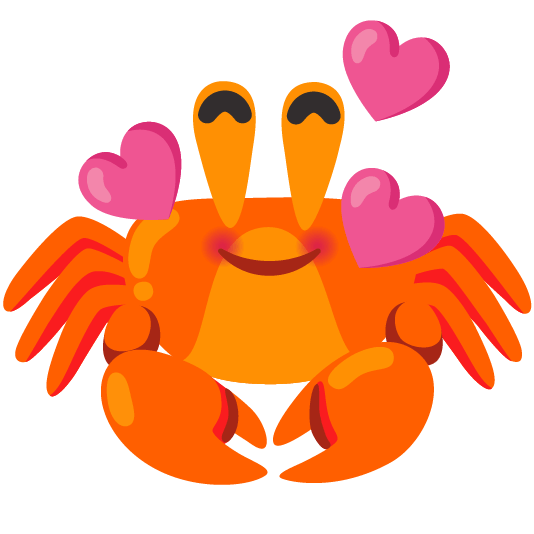 smiling face with 3 hearts crab