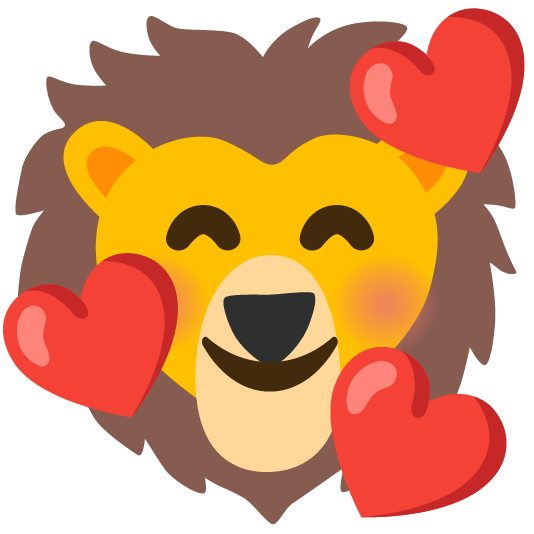 smiling face with 3 hearts lion face