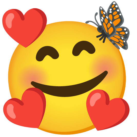 smiling face with 3 hearts butterfly