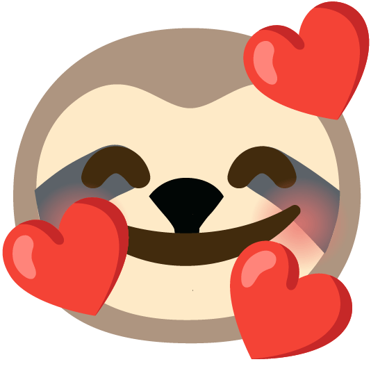 smiling face with 3 hearts sloth