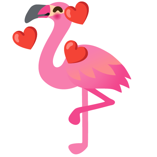 smiling face with 3 hearts flamingo