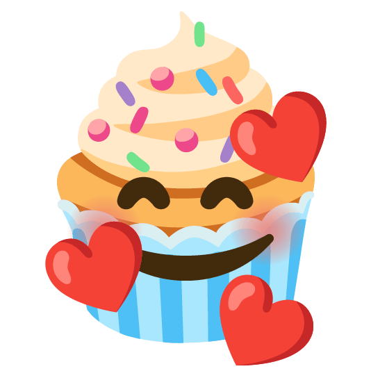 smiling face with 3 hearts cupcake