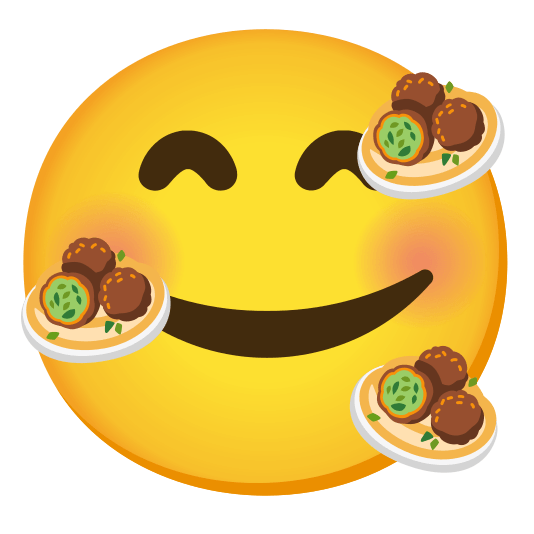 smiling face with 3 hearts falafel