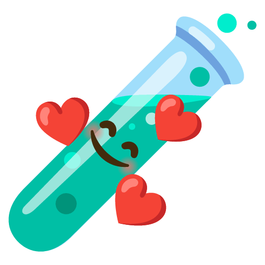 smiling face with 3 hearts test tube