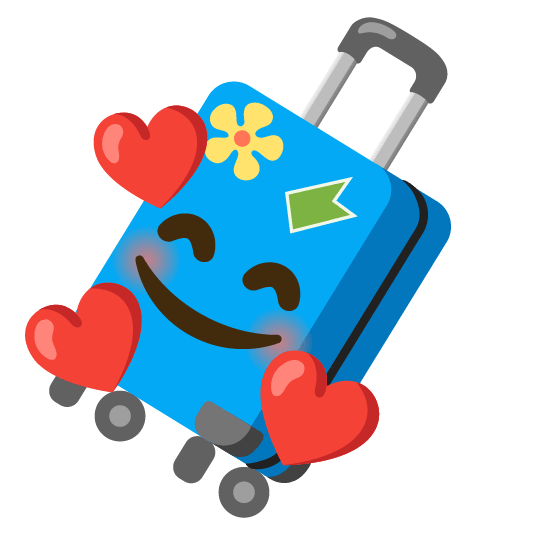 smiling face with 3 hearts luggage