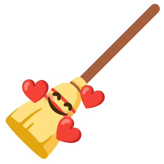 smiling face with 3 hearts broom