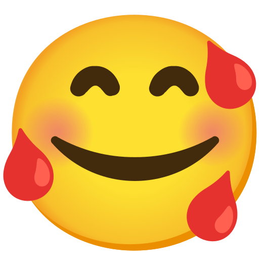 smiling face with 3 hearts drop of blood