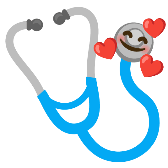 smiling face with 3 hearts stethoscope