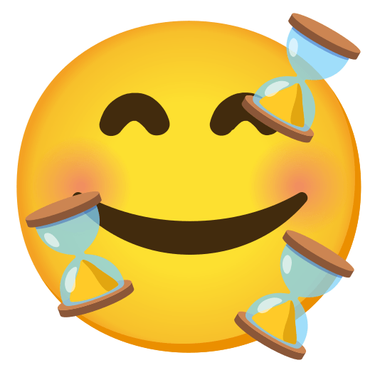 smiling face with 3 hearts hourglass