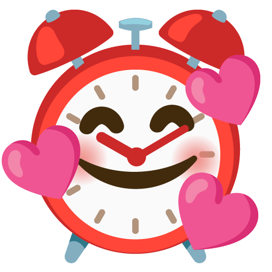 smiling face with 3 hearts alarm clock