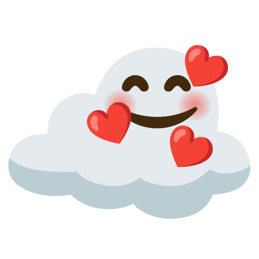 smiling face with 3 hearts cloud
