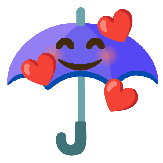 smiling face with 3 hearts umbrella