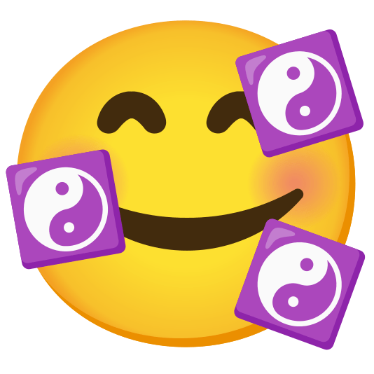 smiling face with 3 hearts yin yang