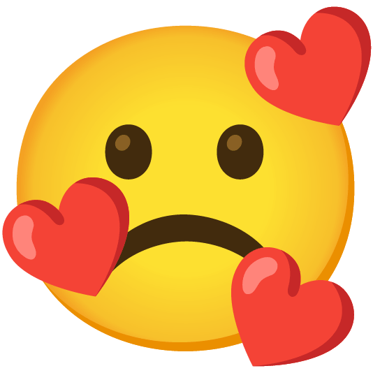 smiling face with 3 hearts white frowning face