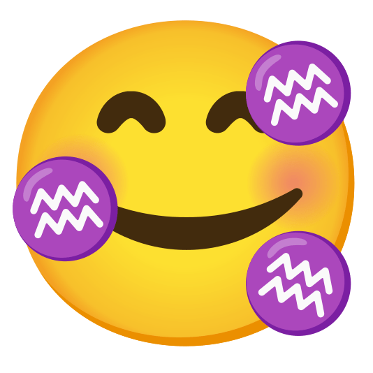 smiling face with 3 hearts aquarius