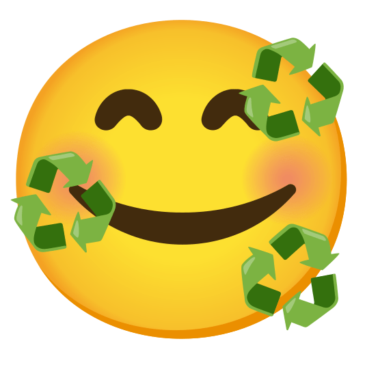 smiling face with 3 hearts recycle