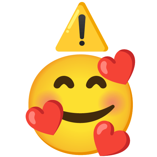 smiling face with 3 hearts warning