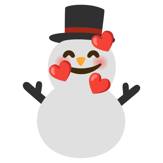 smiling face with 3 hearts snowman without snow