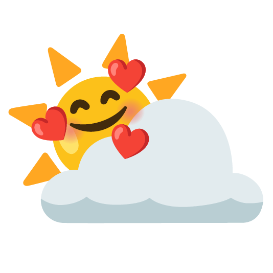 smiling face with 3 hearts partly sunny