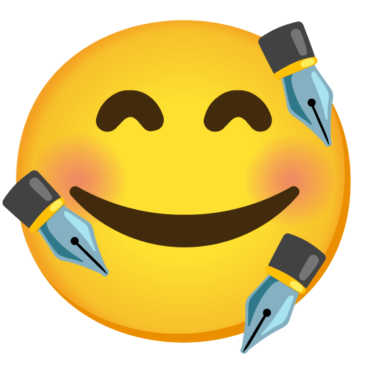 smiling face with 3 hearts black nib