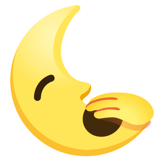 yawning face last quarter moon with face