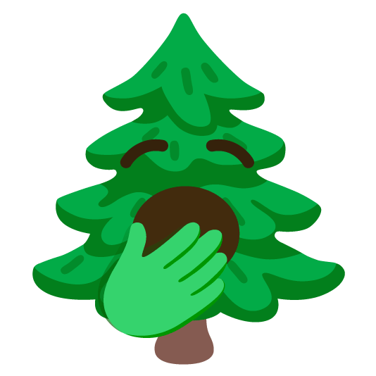yawning face evergreen tree