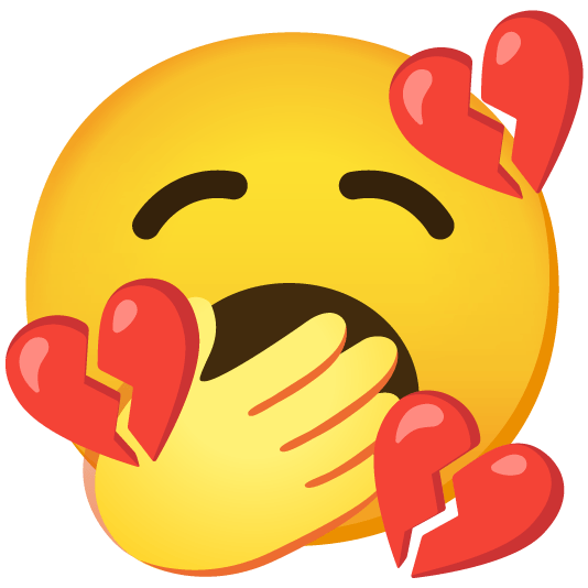 yawning face broken heart