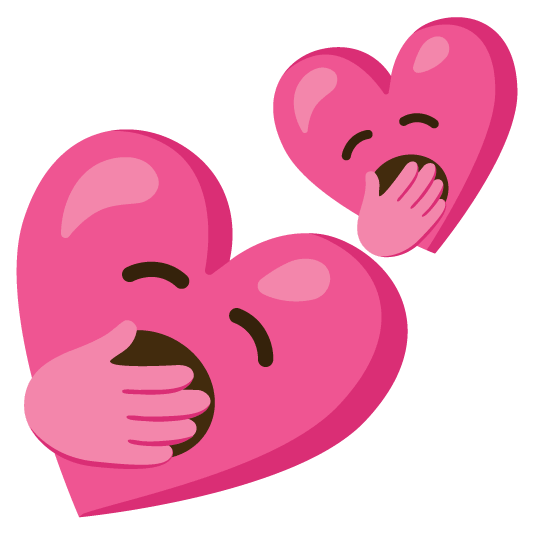 yawning face two hearts